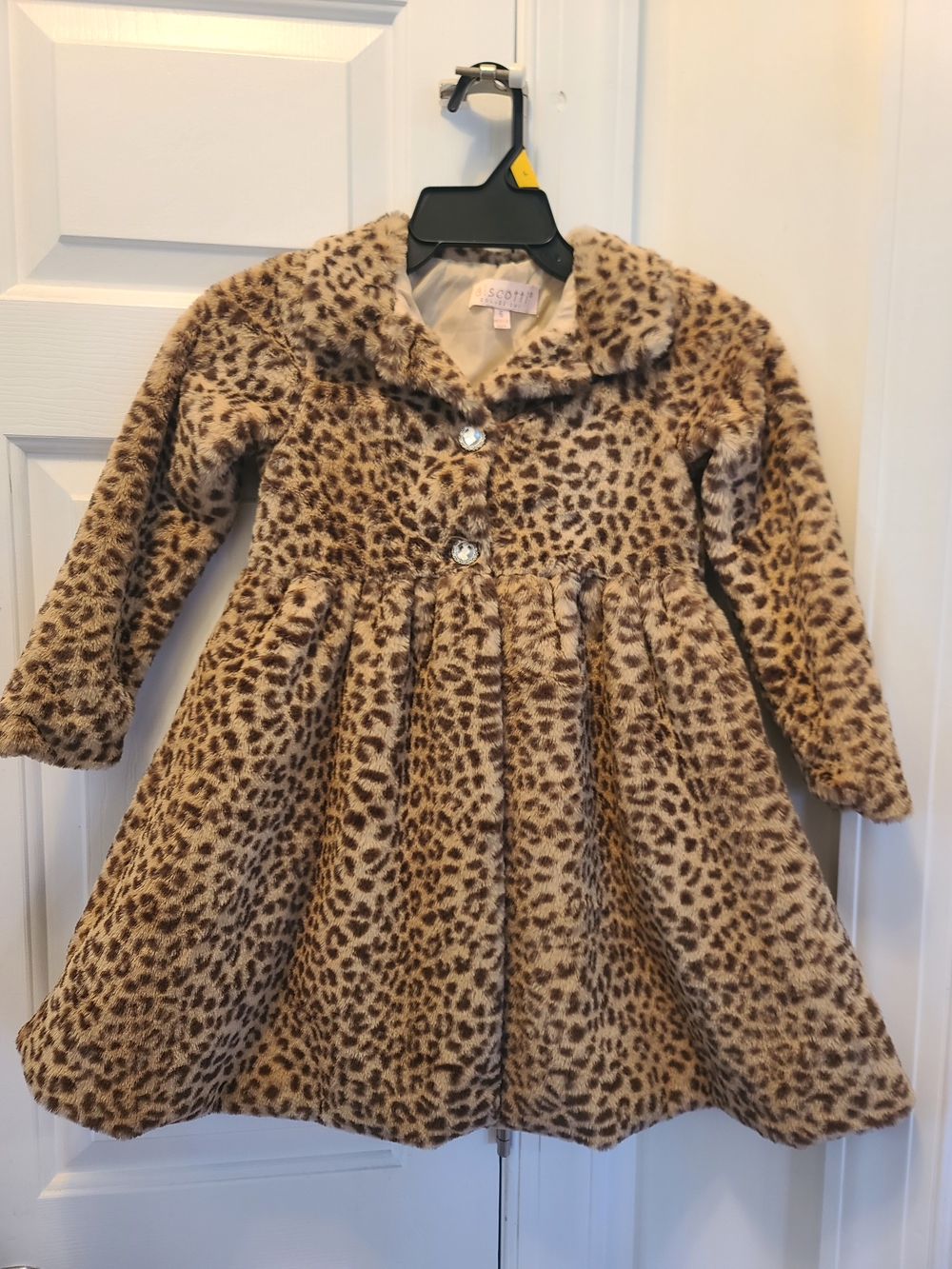 Girls' Leopard Faux Fur Coat - Brown